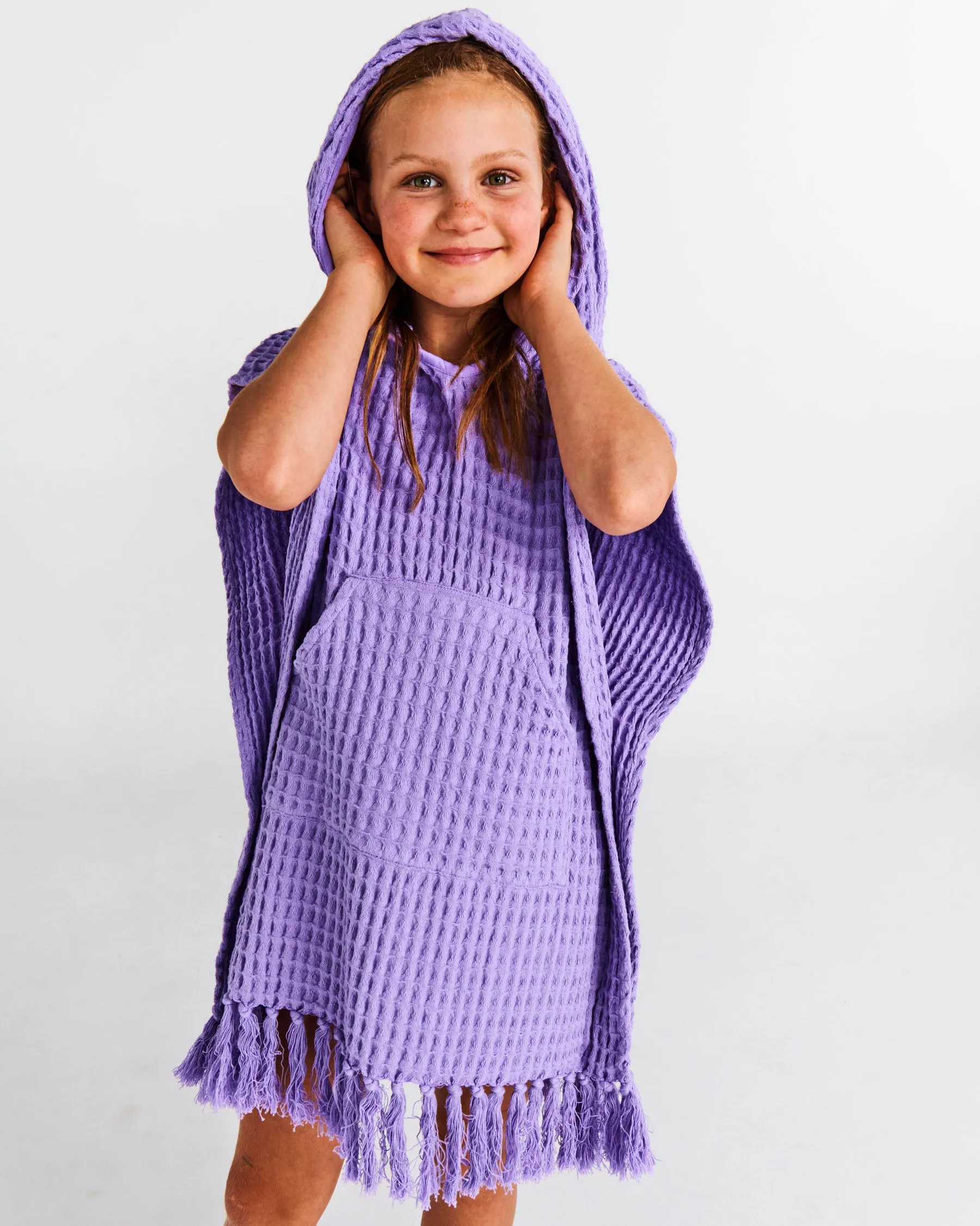 Lilac Kids Waffle Poncho