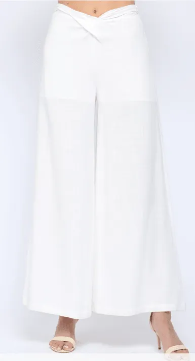 Linen Twist Front Waist Wide Leg Paints