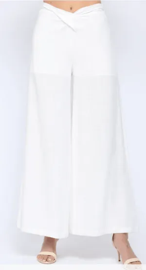 Linen Twist Front Waist Wide Leg Paints