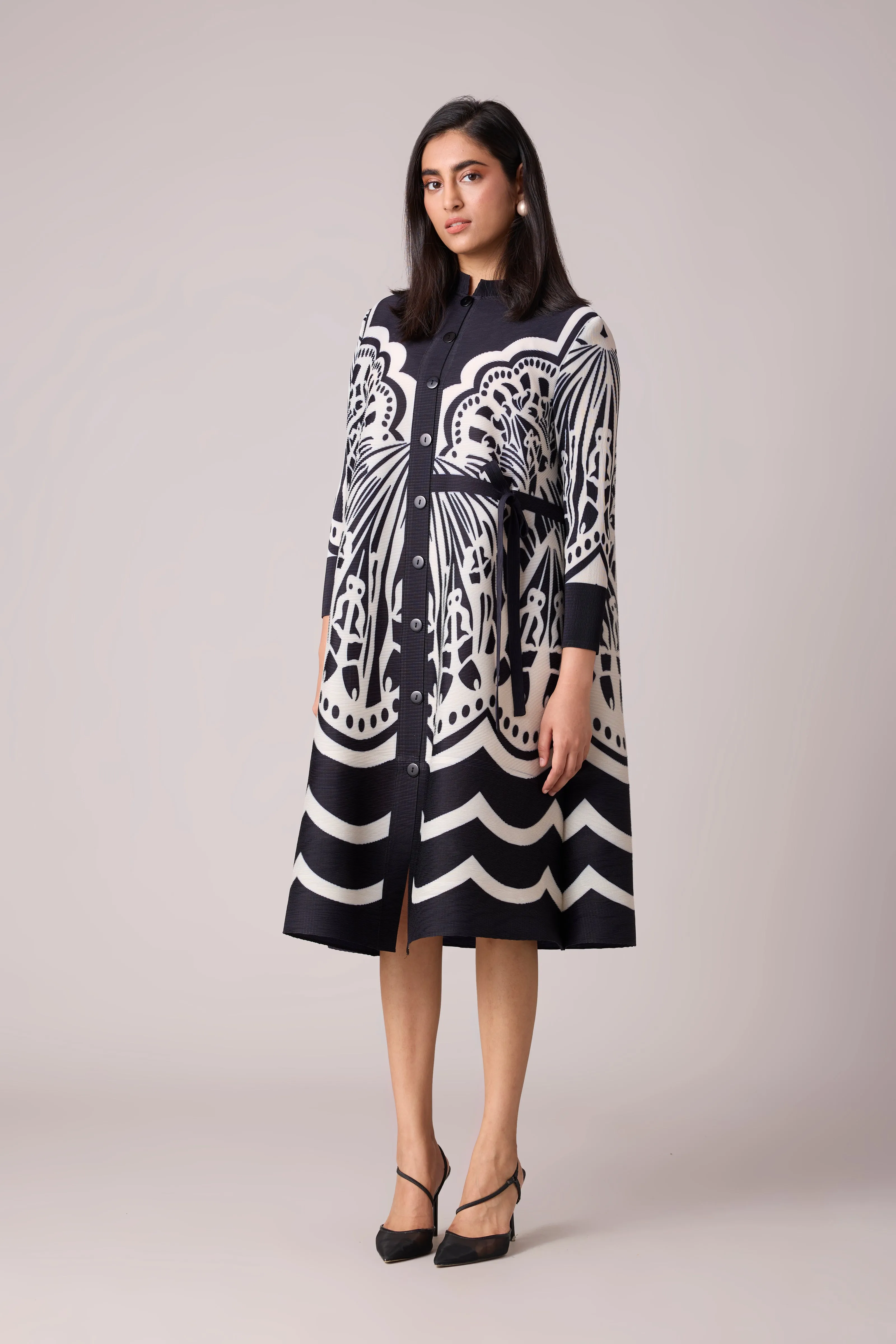 Lois Print Dress - Black & White