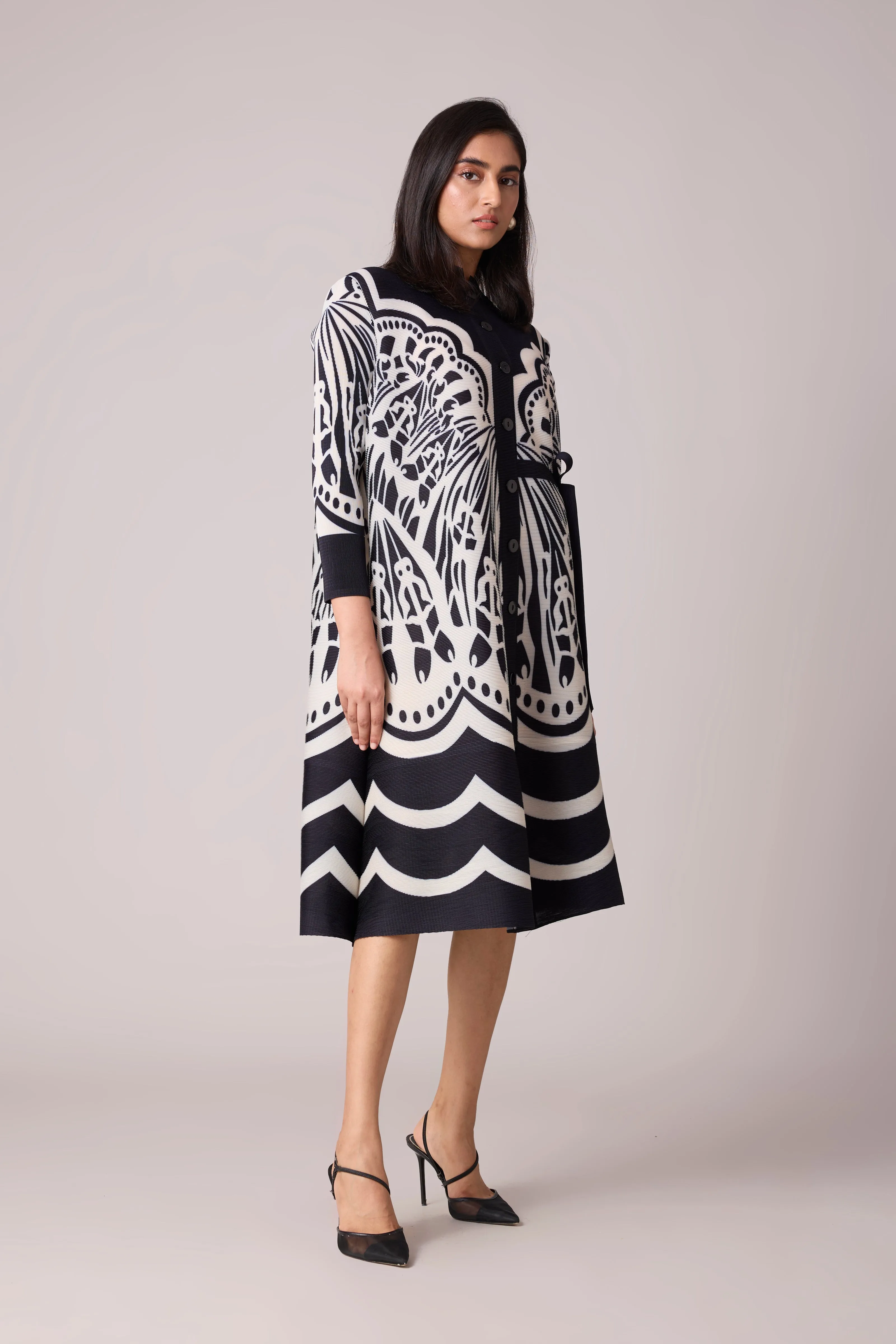 Lois Print Dress - Black & White