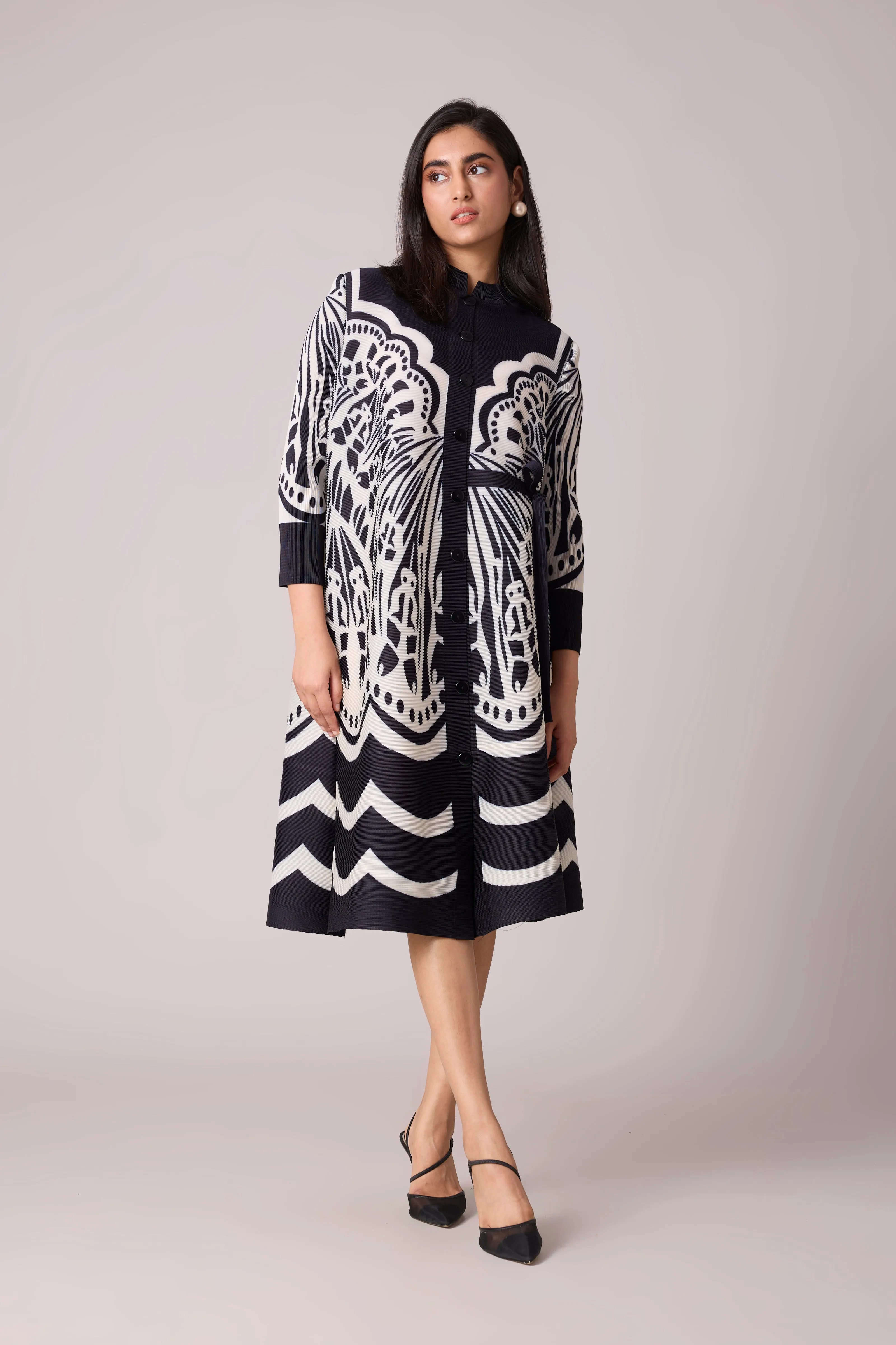 Lois Print Dress - Black & White