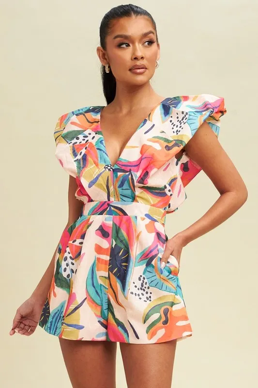 LOLA TROPICAL PRINTED ROMPER