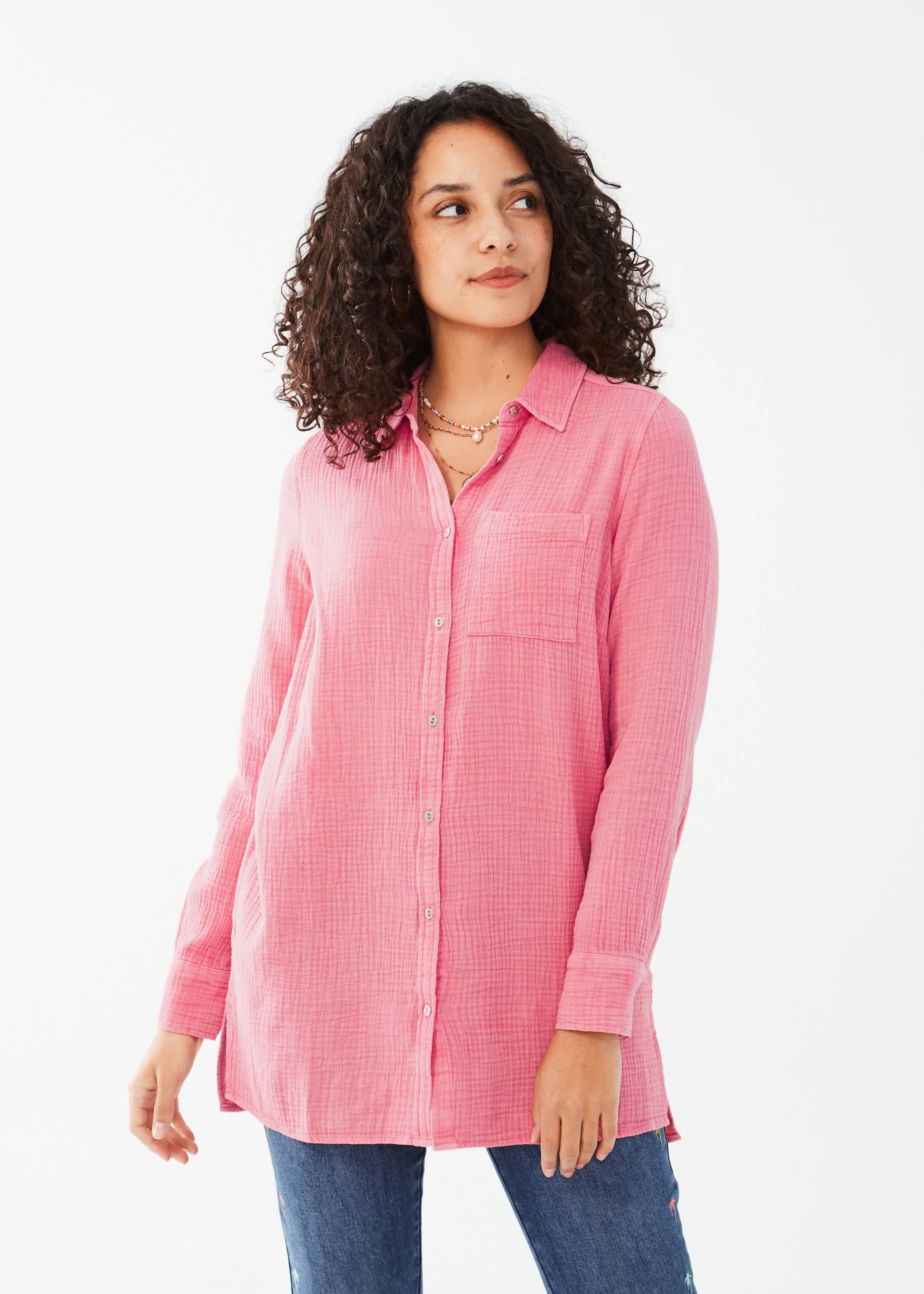 Long Sleeve Cotton Gauze Tunic