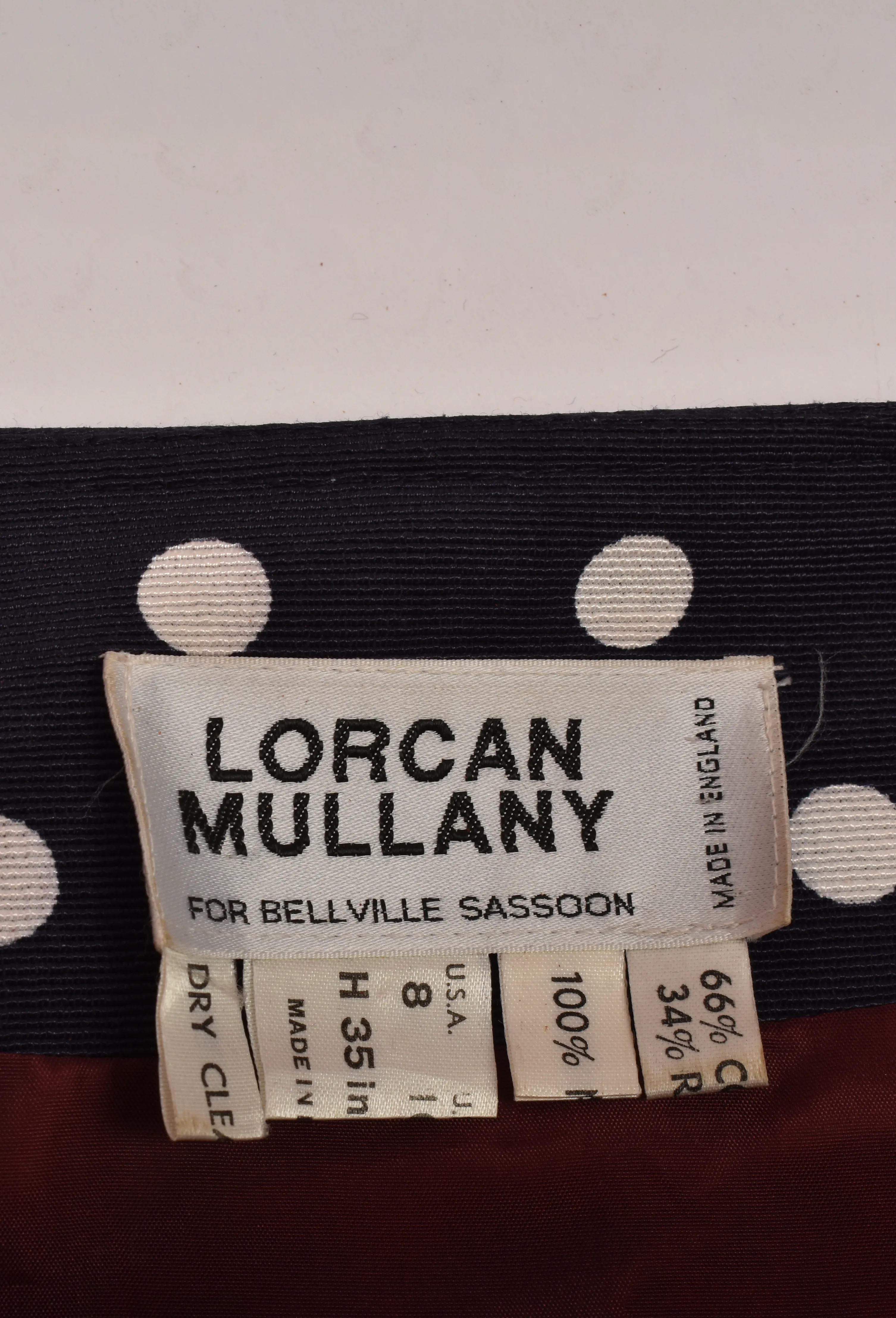 LORCAN MULLANY FOR BELLEVILLE SASSOON NAVY POLKA DOT DRESS