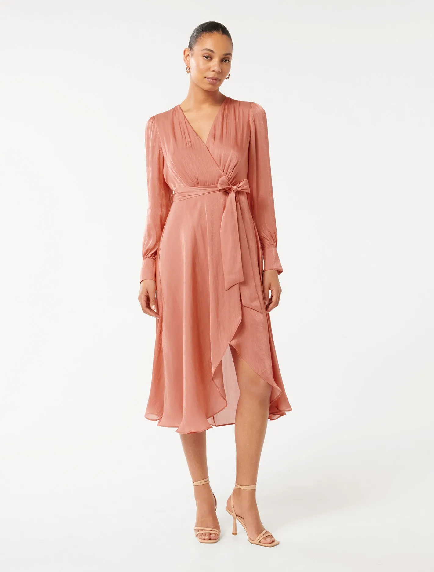 Mabel Metallic Wrap Midi Dress