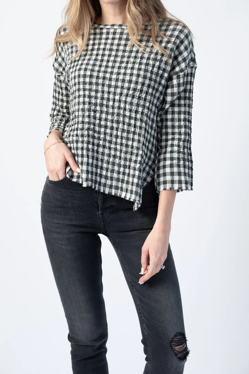 Maria Long Sleeve Tunic in Ivory Plaid