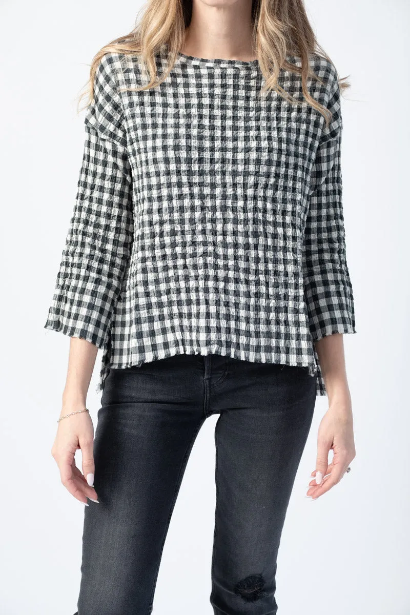 Maria Long Sleeve Tunic in Ivory Plaid