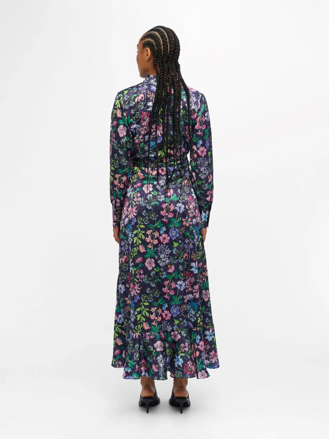 Marika Wrap Dress (Black Flowers)