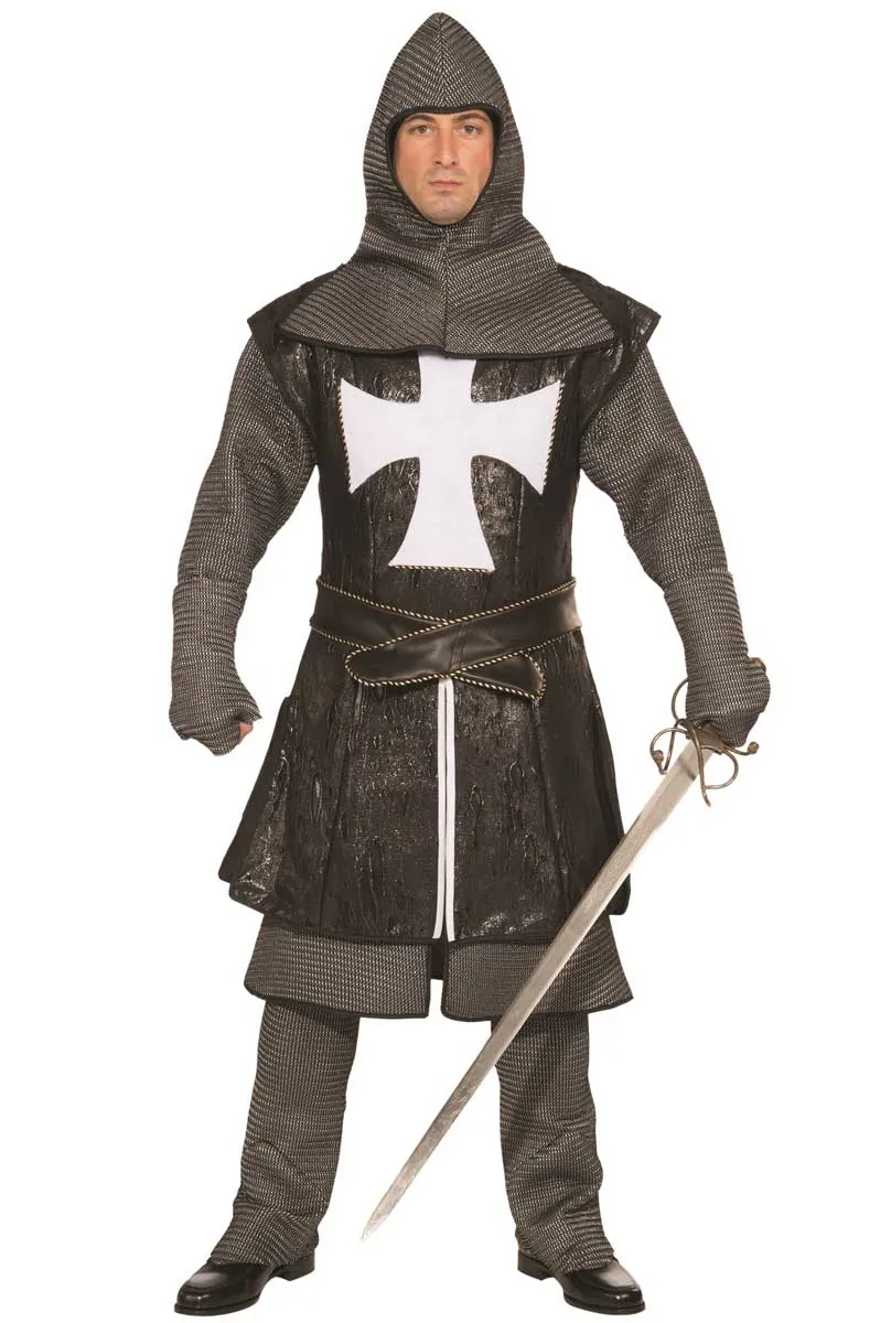 Medieval Mens Deluxe Black Crusader Knight Costume