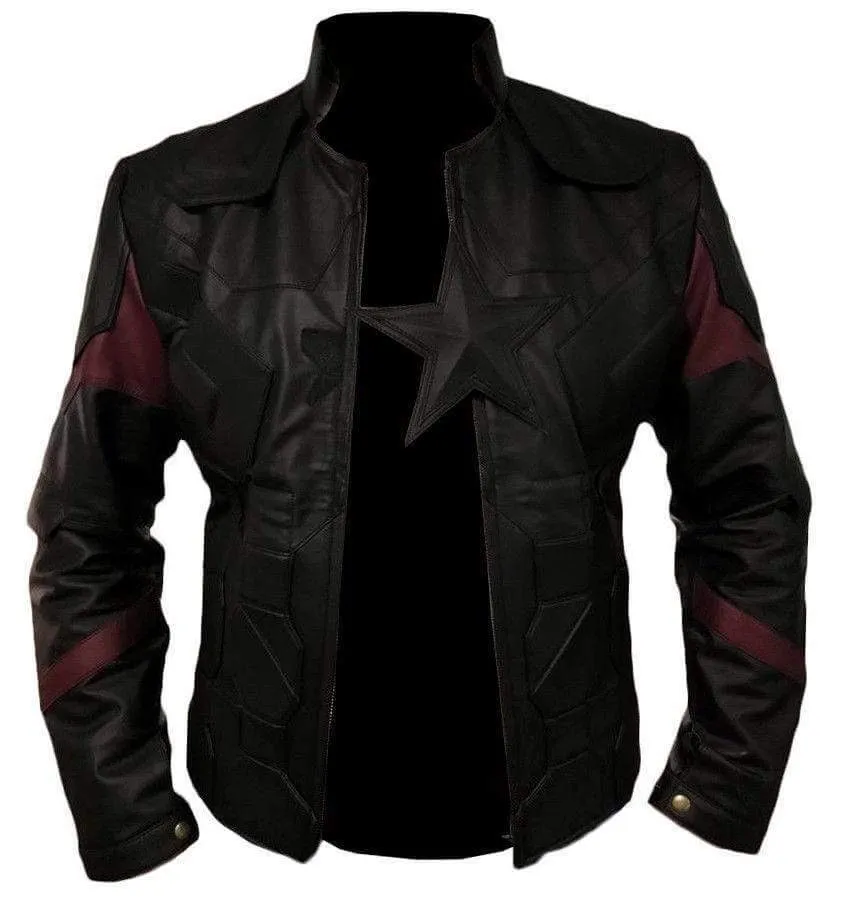 Men's Captain America Avengers Infinity War Chris Evans Black Leather Jacket