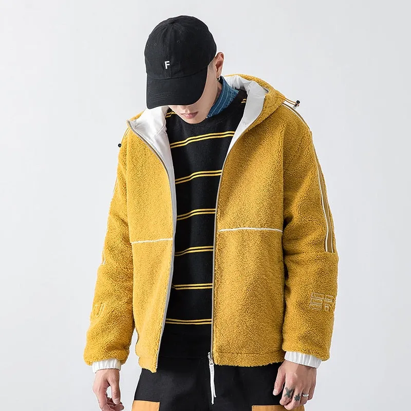 Men's Jacket Double-Sided Wear Lambswool 2020 Winter Brand