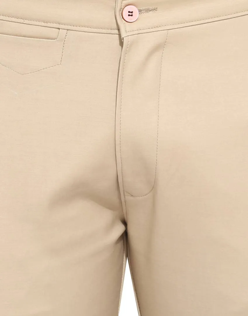 Men's Khaki Cotton Solid Mid-Rise Casual Regular Fit Chinos