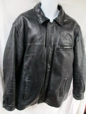 MENS WILSON'S PEBBLED LEATHER flight trench Moto Riding jacket coat BLACK L