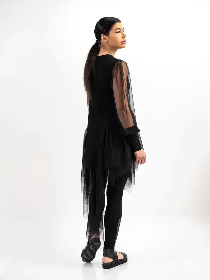 Metamorphoza Asymmetric Mesh Midi Tunic