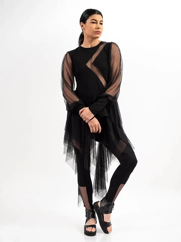 Metamorphoza Asymmetric Mesh Midi Tunic