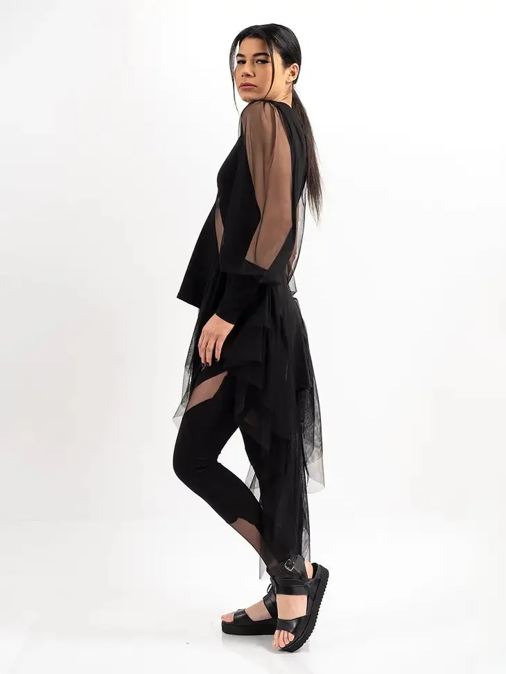 Metamorphoza Asymmetric Mesh Midi Tunic