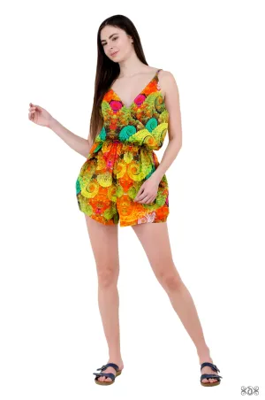 MICROCOSMOS Vibrant Cosmic Devarshy Elastic Waist Cotton Romper - 1054A