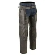 Milwaukee Leather Chaps for Men's Distressed Brown Leather Snap Out Thermal Lined 4-Pockets Motorcycle Chap MLM5500