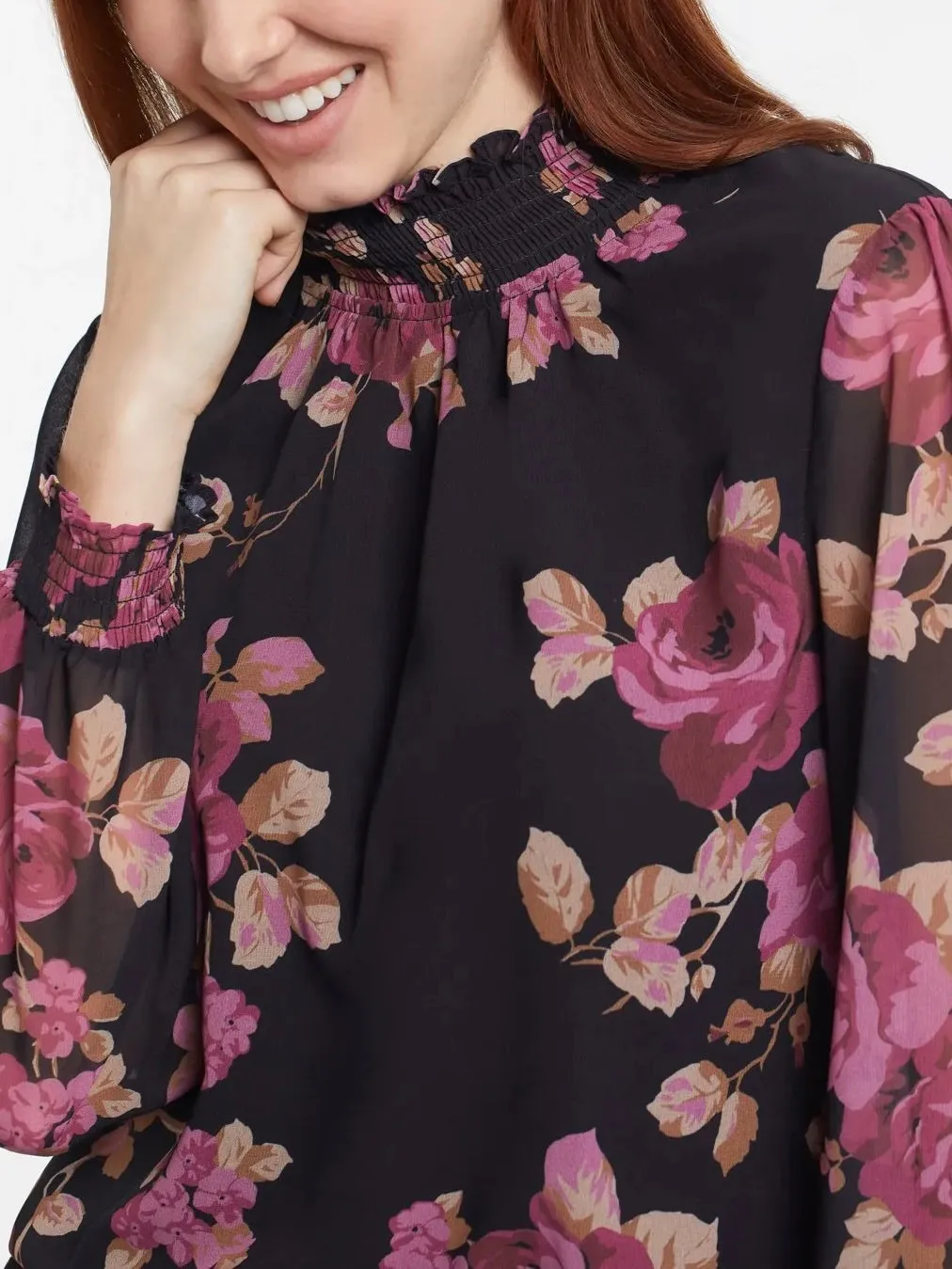 Mock Neck Floral Tunic - Ruby FINAL SALE