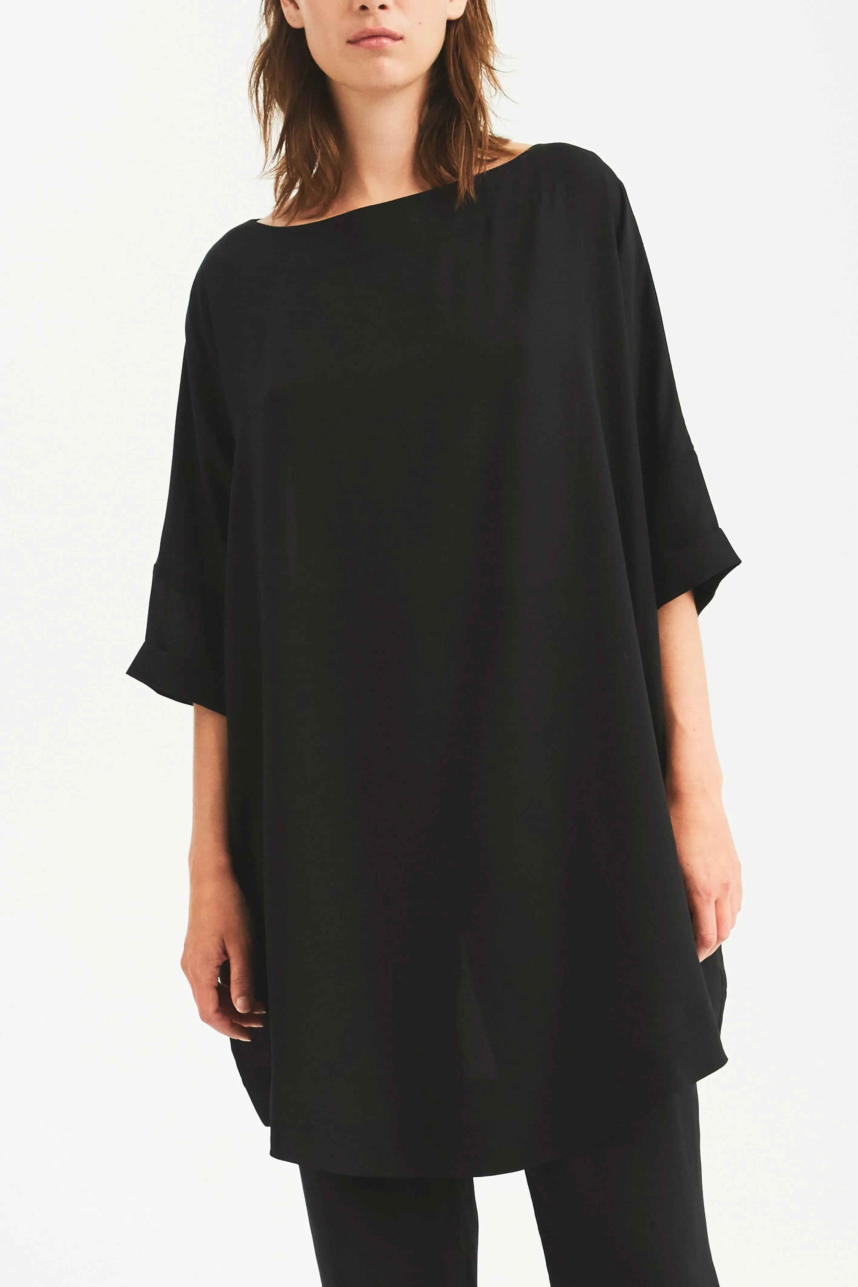 MOON DRESS - BLACK - SILK GEORGETTE