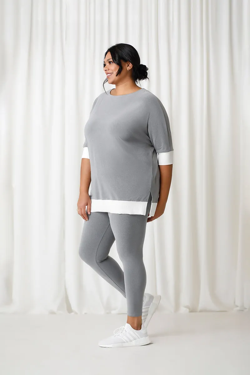 Motion Pocket Boxy Tunic Plus | Melange Silver/Wht