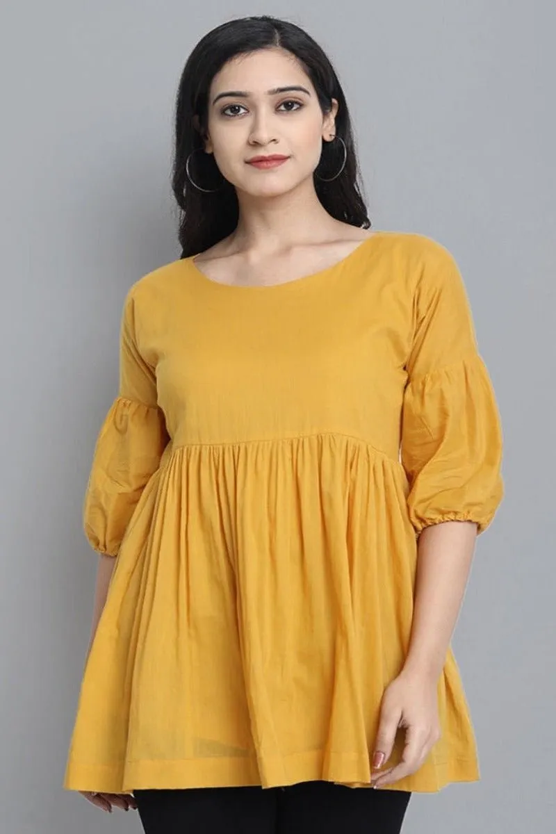 Mustard Mul Cotton Tunic