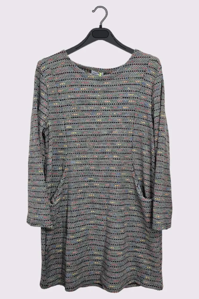 Muti Stripe Pattern Pockets Tunic Top