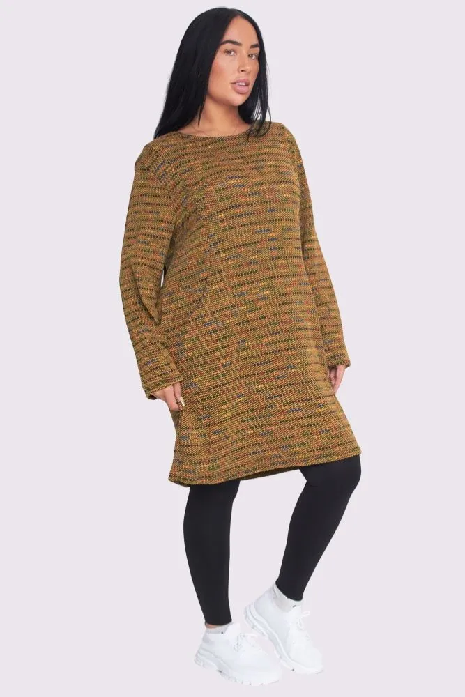 Muti Stripe Pattern Pockets Tunic Top