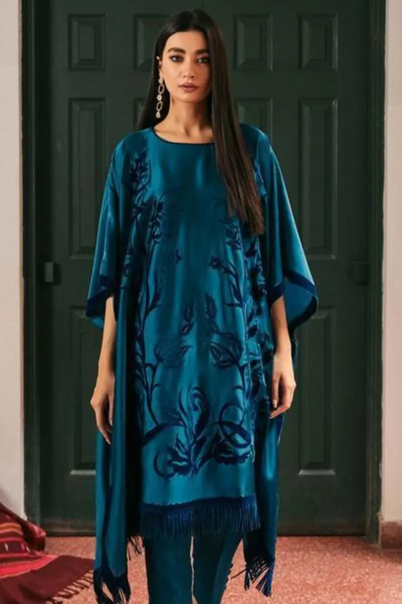 Natasha Kamal - Teal Silk Coord Set - 2 Pieces