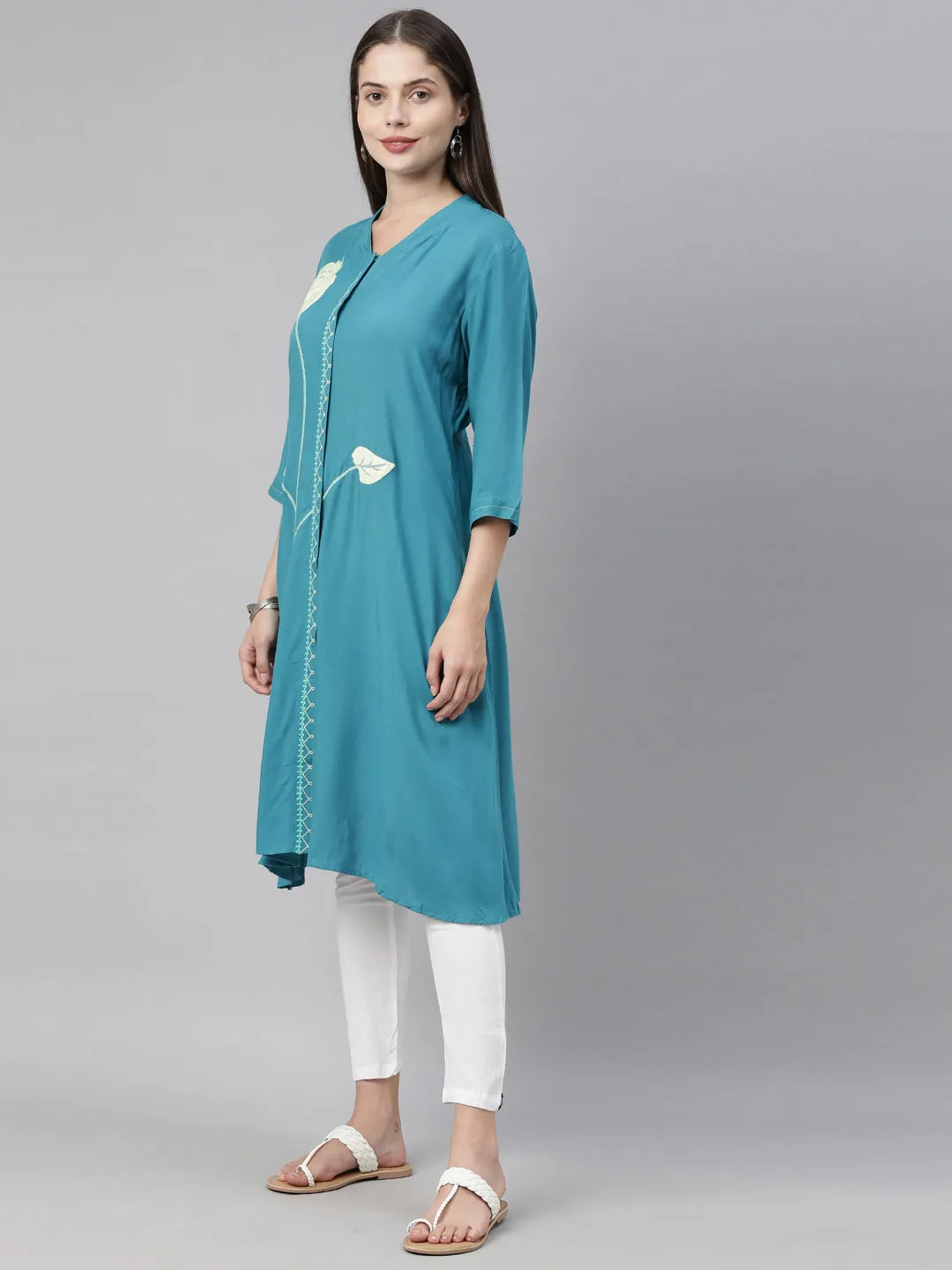 Neeru's Blue Color Rayon Fabric Tunic