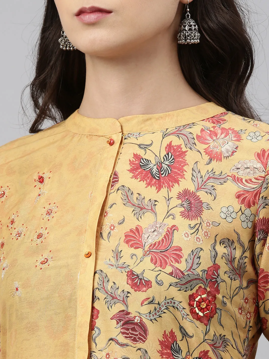 Neeru's Mustard Color Muslin Fabric Tunic