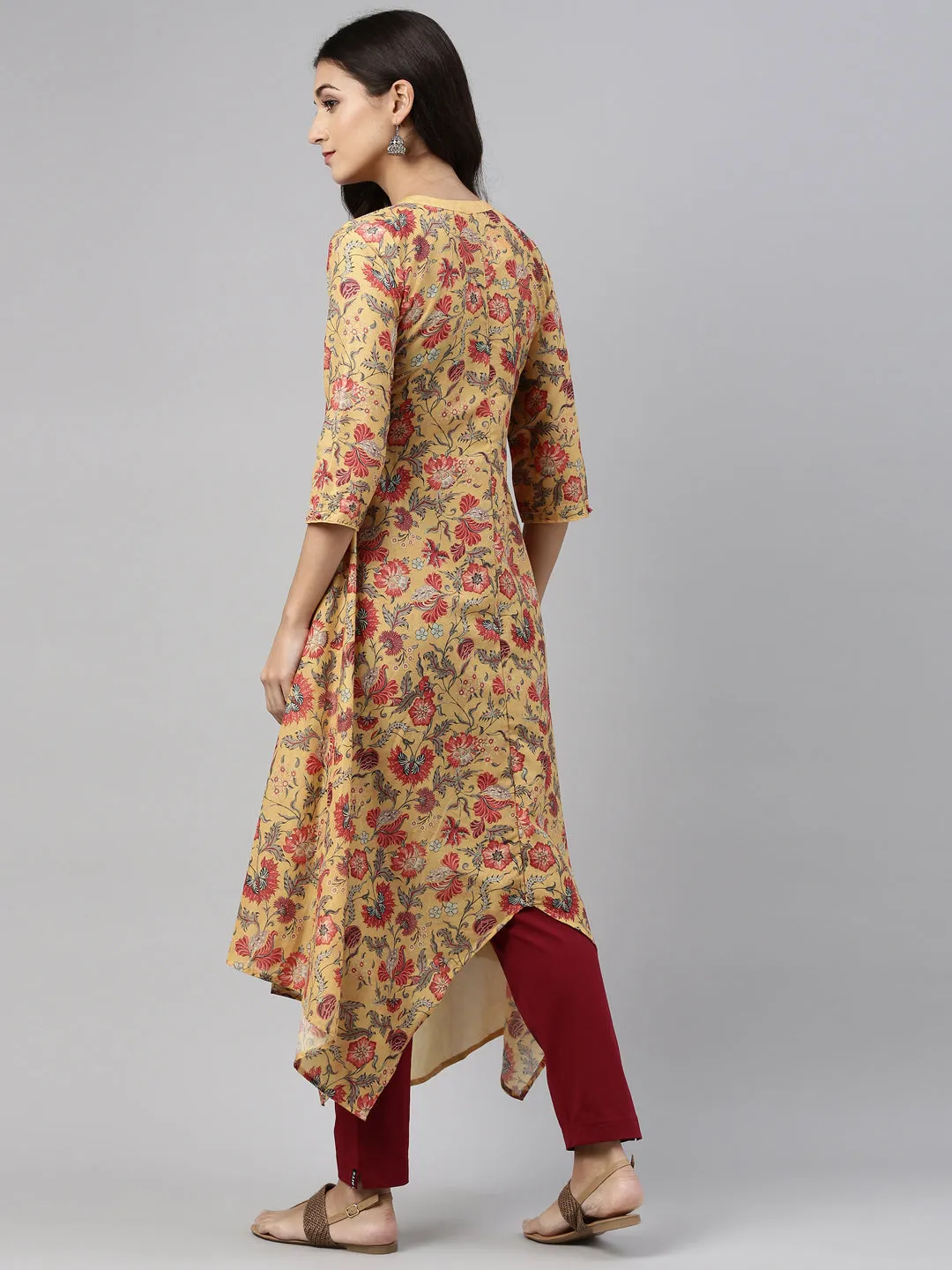 Neeru's Mustard Color Muslin Fabric Tunic