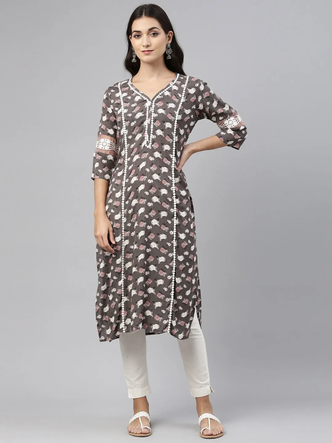 Neeru's Olive Color Rayon Fabric Tunic