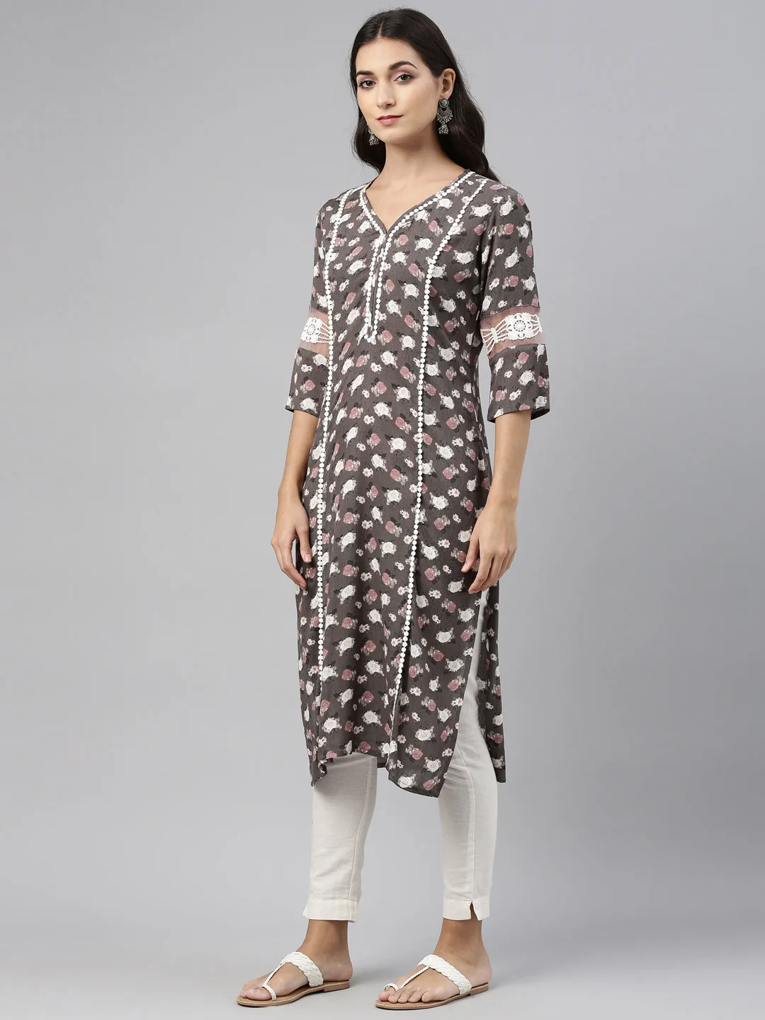 Neeru's Olive Color Rayon Fabric Tunic