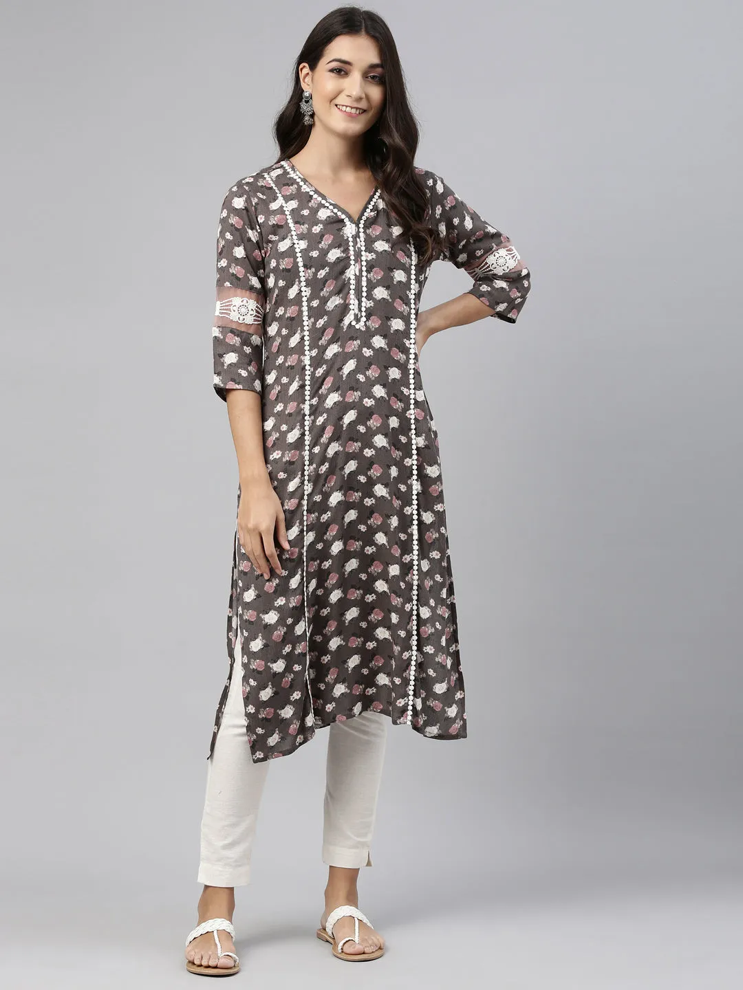 Neeru's Olive Color Rayon Fabric Tunic