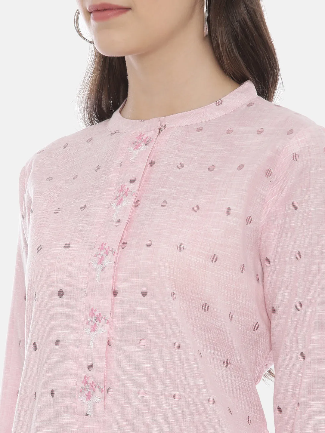 Neeru's Pink Color Slub Cotton Fabric Tunic