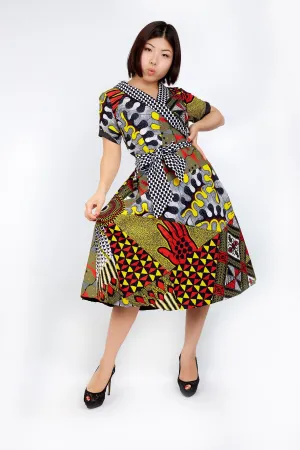 New in - Adora African Ankara Print Wrap Dress - Mixed Print