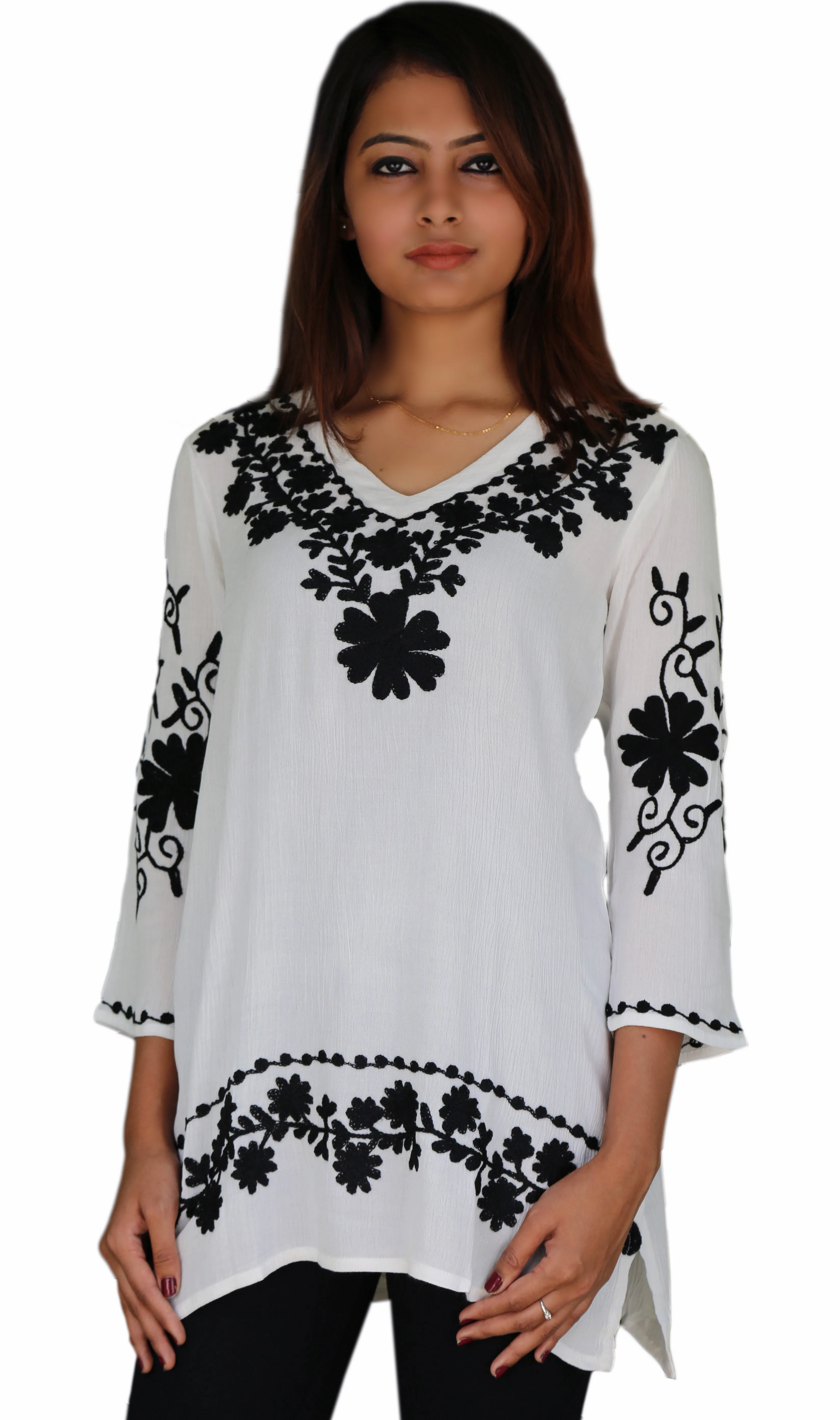 Nia Rayon Crepe Embroidered Tunic