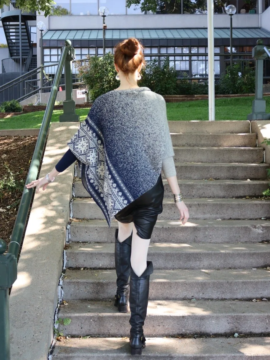 Nordic Asymmetric Poncho with Sleeves