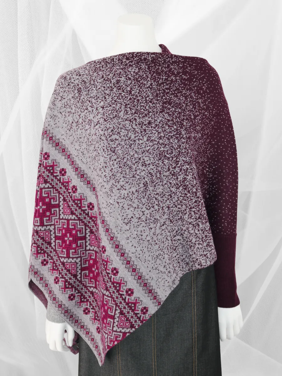 Nordic Asymmetric Poncho with Sleeves