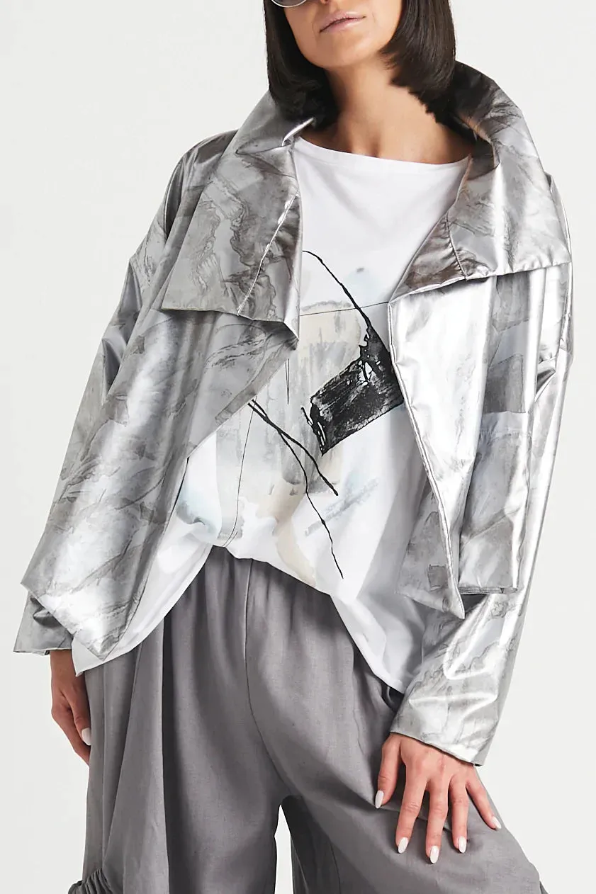 NYLON CROPPED ASYMMETRICAL JACKET-  PLANET 2040N