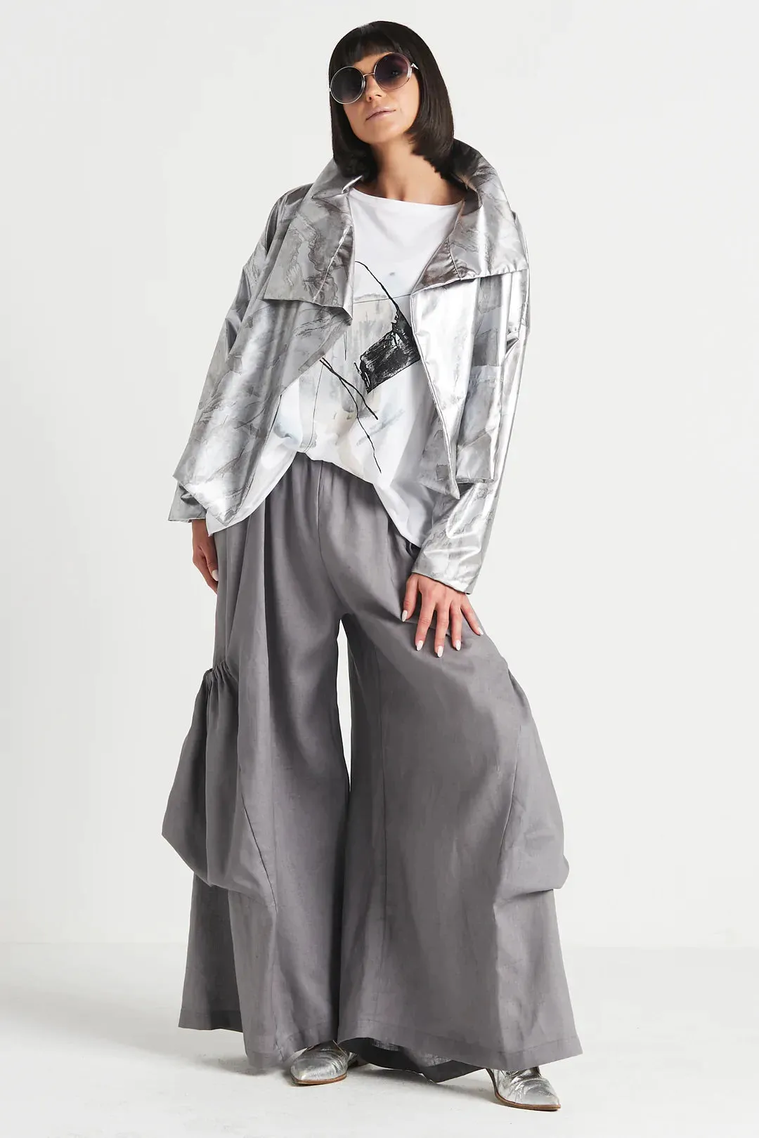 NYLON CROPPED ASYMMETRICAL JACKET-  PLANET 2040N