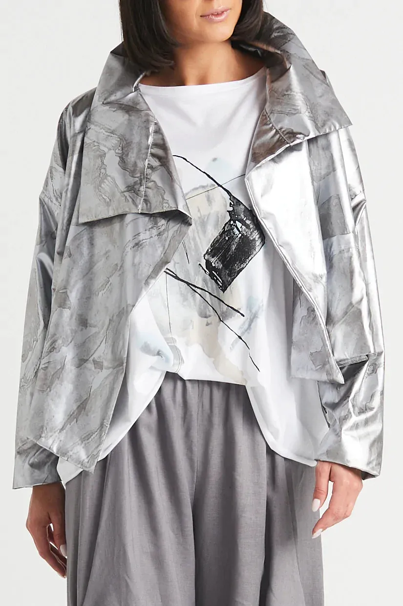 NYLON CROPPED ASYMMETRICAL JACKET-  PLANET 2040N