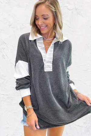 On Your Way Oversized Tunic - Charcoal