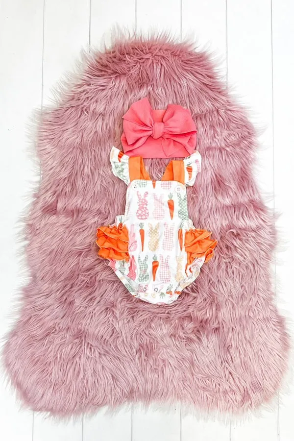 Orange Bunny Bubble Romper