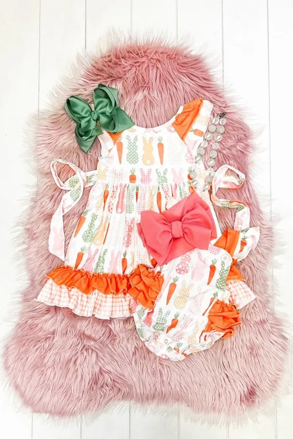 Orange Bunny Bubble Romper