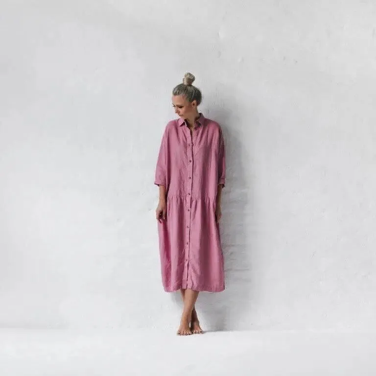 Oversized Blossom pink linen dress by Seaside Tones