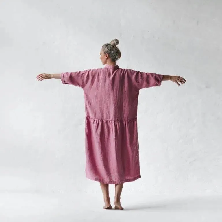 Oversized Blossom pink linen dress by Seaside Tones