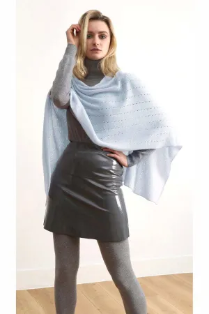 Pale blue cashmere poncho Multiway